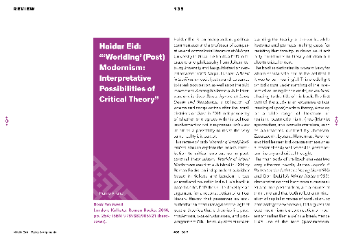 Haidar Eid: "'Worlding' (Post)Modernism: Interpretative Possibilities of Critical Theory"