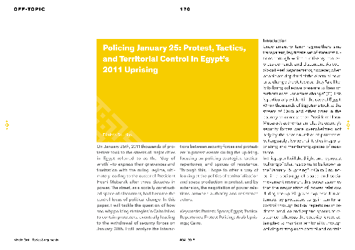 Policing January 25: Protest, Tactics, and Territorial Control in Egypt's 2011 Uprising