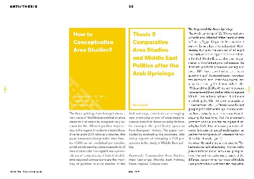 Comparative Area Studies and Middle East Politics after the Arab Uprisings