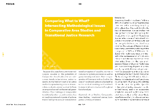 Comparing What to What? Intersecting Methodological Issues in Comparative Area Studies and Transitional Justice Research
