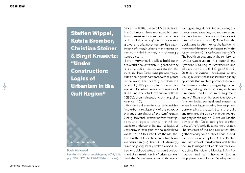 Steffen Wippel, Katrin Bromber, Christian Steiner & Birgit Krawietz: “Under Construction: Logics of Urbanism in the Gulf Region”