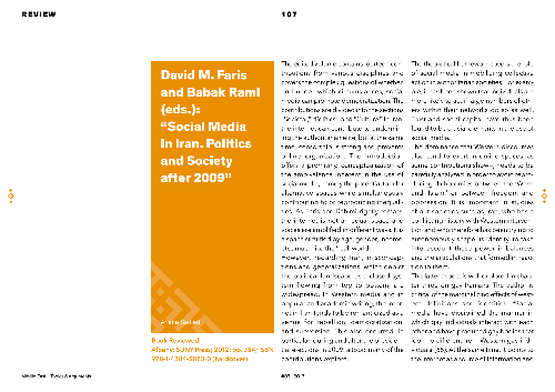 Review   Title  David M. Faris and Babak Rami (eds.):  “Social Media in Iran. Politics and Society after 2009”