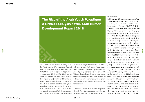 The Rise of the Arab Youth Paradigm: A Critical Analysis of the Arab Human Development Report 2016