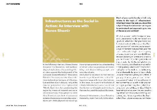 Infrastructures as the Social in Action: An Interview with Ronen Shamir