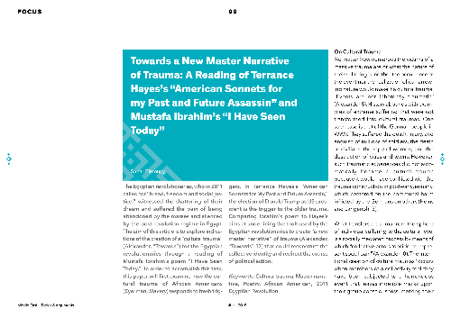 Towards a New Master Narrative of Trauma: A Reading of Terrance Hayes’ “American Sonnet for my Past and Future Assassin” and Mostafa Ibrahim’s “I Have Seen Today”