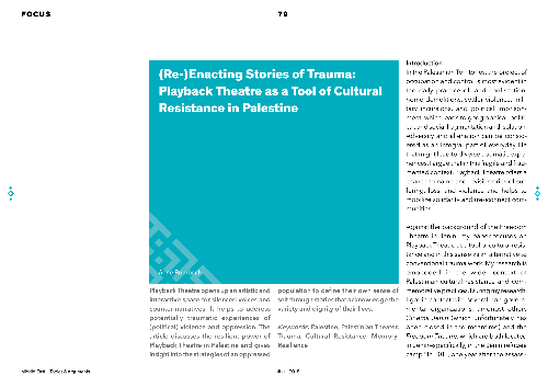 (Re-)Enacting Stories of Trauma: Playback Theatre as a Tool of Cultural Resistance in Palestine