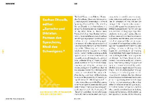 Sarhan Dhouib, editor: "Sprache und Diktatur. Formen des Sprechens, Modi des Schweigens."