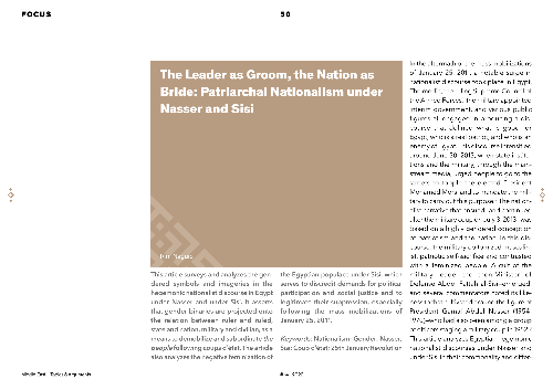 The Leader as Groom, the Nation as Bride. Patriarchal Nationalism under Nasser and Sisi