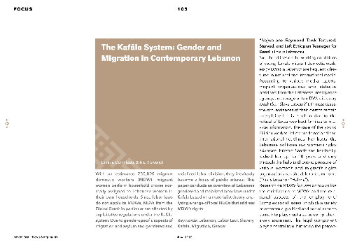 The Kafāla System: Gender and Migration in Contemporary Lebanon