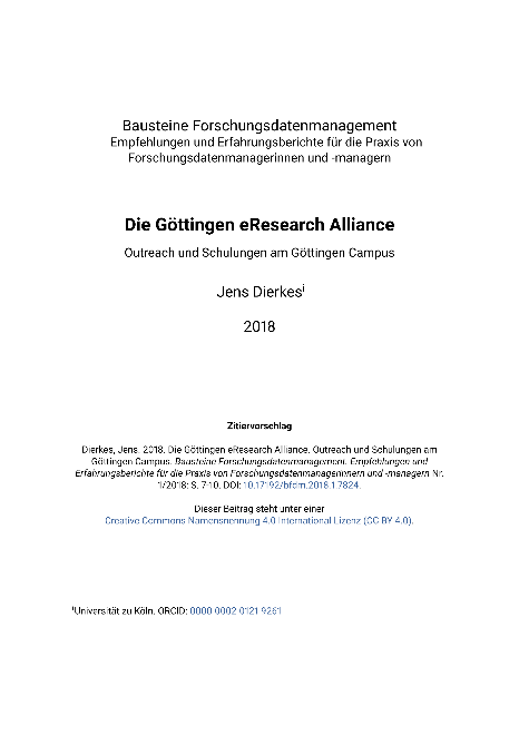 Die Göttingen eResearch Alliance. Outreach und Schulungen am Göttingen Campus