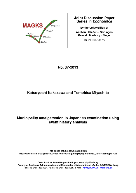 Municipality amalgamation in Japan: an examination using event history analysis