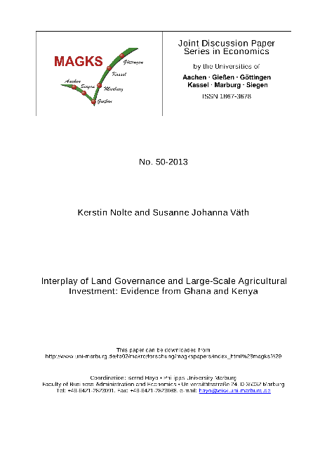 Interplay of Land Governance and Large-Scale Agricultural Investment: Evidence from Ghana and Kenya