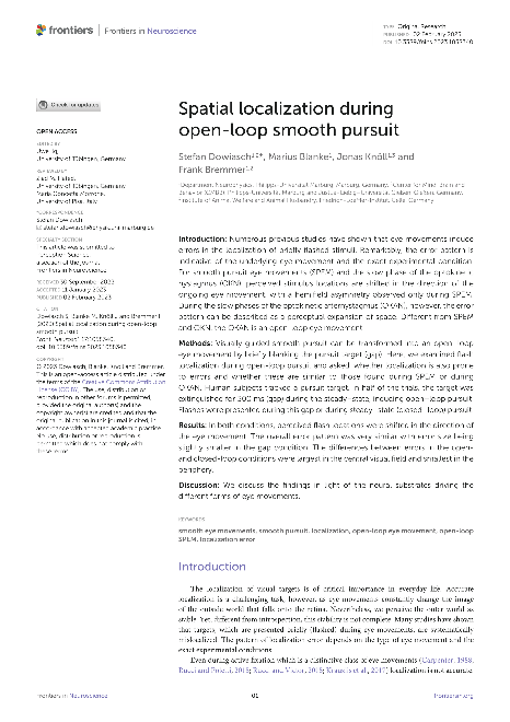 Spatial localization during open-loop smooth pursuit