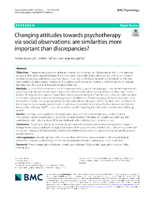 Changing attitudes towards psychotherapy via social observations: are similarities more important than discrepancies?