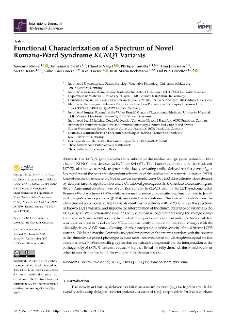 Functional Characterization of a Spectrum of Novel Romano-Ward Syndrome KCNQ1 Variants