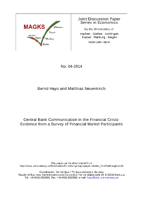 Central Bank Communication in the Financial Crisis: Evidence from a Survey of Financial Market Participants
