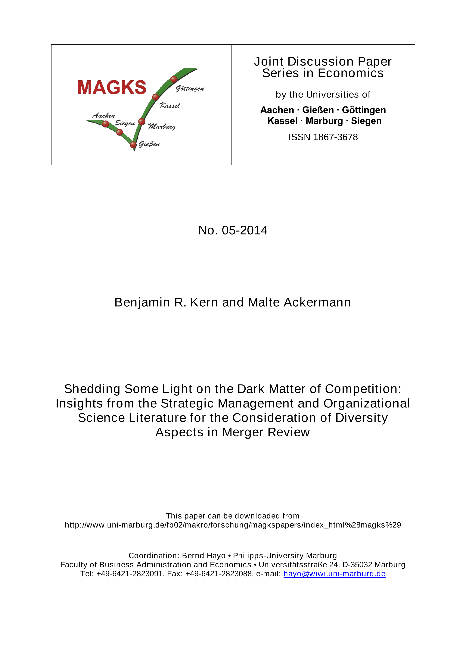 Shedding Some Light on the Dark Matter of Competition: Insights from the Strategic Management and Organizational Science Literature for the Consideration of Diversity Aspects in Merger Review
