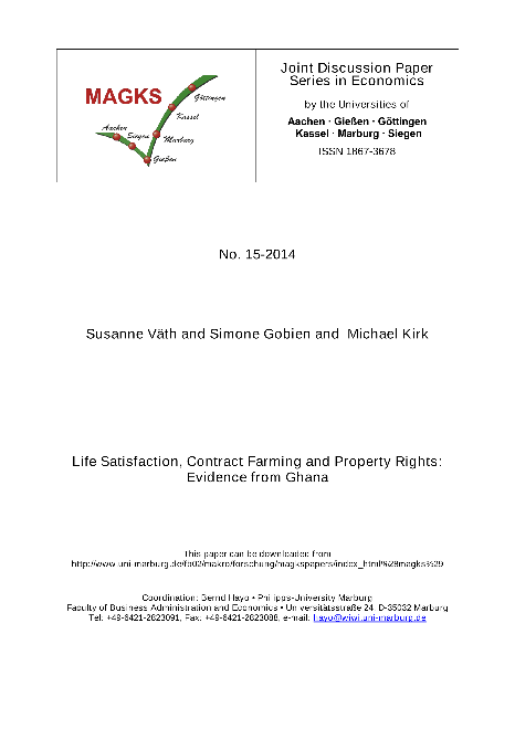 Life Satisfaction, Contract Farming and Property Rights: Evidence from Ghana