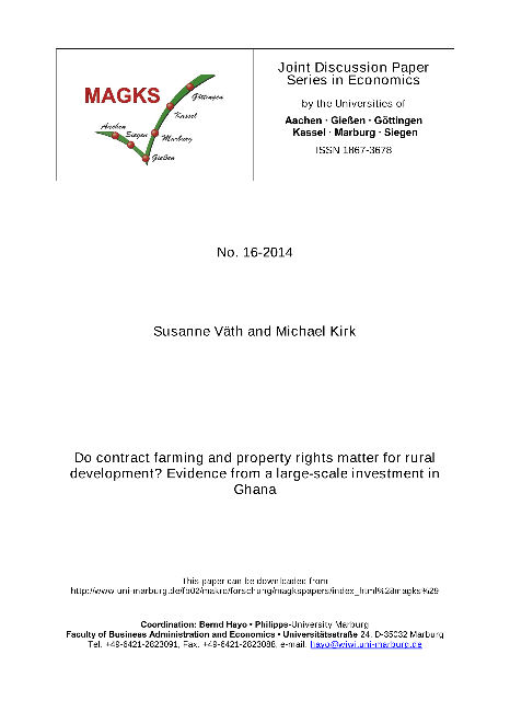 Do contract farming and property rights matter for rural development? Evidence from a large-scale investment in Ghana