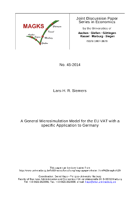 A General Microsimulation Model for the EU VAT with a specific Application to Germany