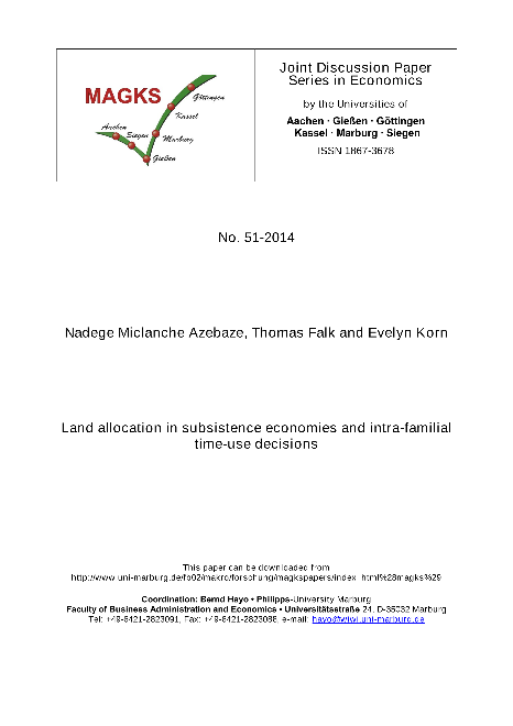 Land allocation in subsistence economies and intra-familial time-use decisions