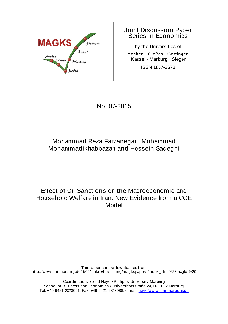 Effect of Oil Sanctions on the Macroeconomic and Household Welfare in Iran: New Evidence from a CGE Model