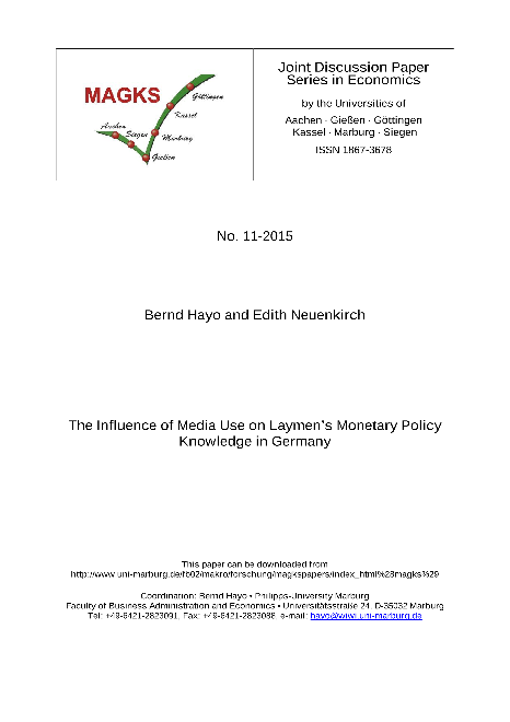 The Influence of Media Use on Laymen’s Monetary Policy Knowledge in Germany