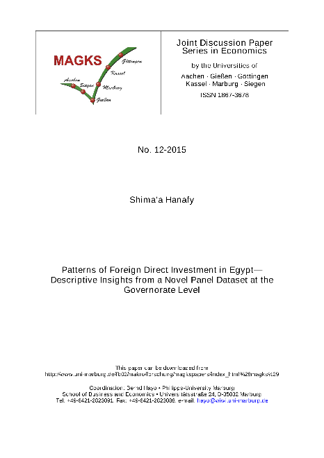 Patterns of Foreign Direct Investment in Egypt— Descriptive Insights from a Novel Panel Dataset at the overnorate Level
