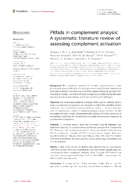 Pitfalls in complement analysis: A systematic literature review of assessing complement activation