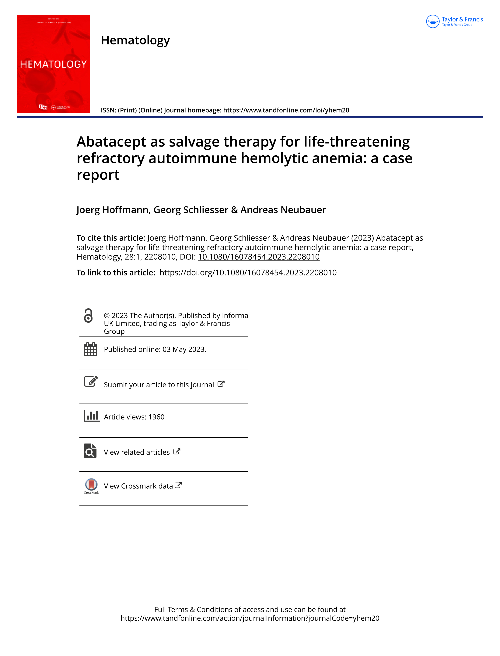 Abatacept as salvage therapy for life-threatening refractory autoimmune hemolytic anemia: a case report