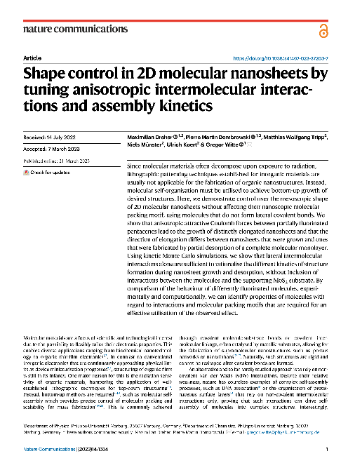 Shape control in 2D molecular nanosheets by tuning anisotropic intermolecular interactions and assembly kinetics