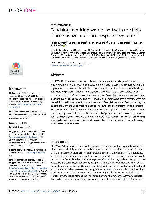 Teaching medicine web-based with the help of interactive audience response systems