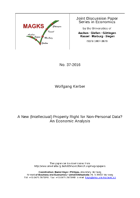 A New (Intellectual) Property Right for Non-Personal Data? An Economic Analysis