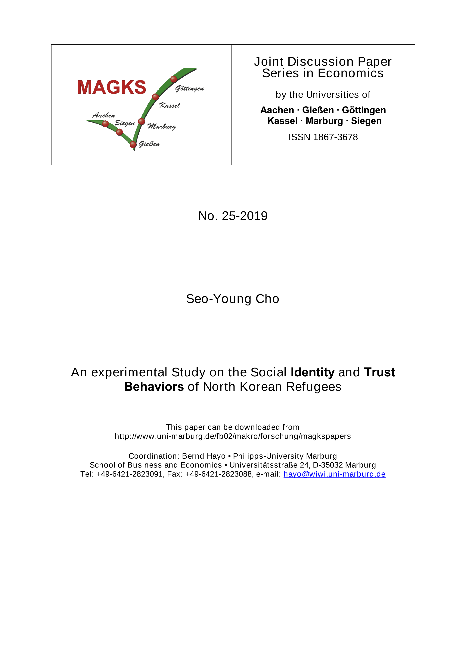 An experimental Study on the Social Identity and Trust Behaviors of North Korean Refugees